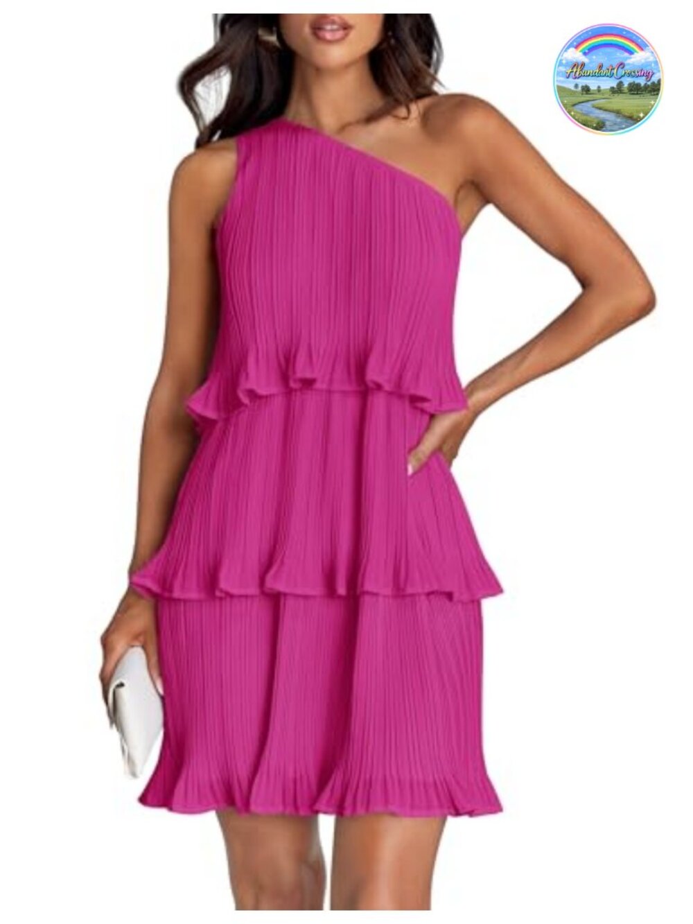 Sleeveless One Shoulder Ruffle Tiered Mini Dress Boho Chiffon Flowy Summer
